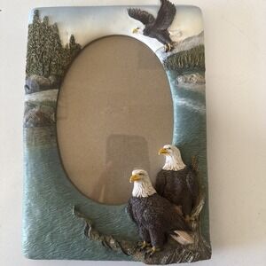 3D Ceramic Eagles Picture Frame Vintage Hand Painted